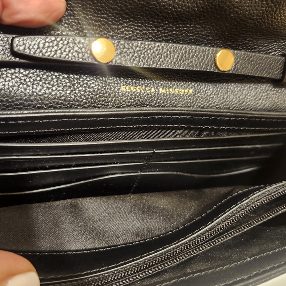 NEW Rebecca Minkoff Mini "Edie" Black Quilted Leather Crossbody Bag Gold $228 - Picture 7 of 9